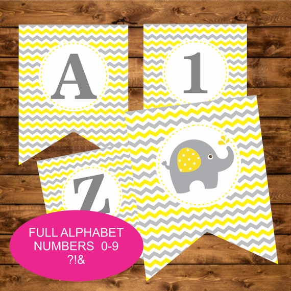 Yellow Elephant Printable Banner Elephant Baby Shower Banner