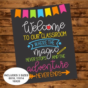 Welcome to our Classroom Sign, Instant Download, Back to School Class Signs, Printable Chalkboard Inspirations Quotes