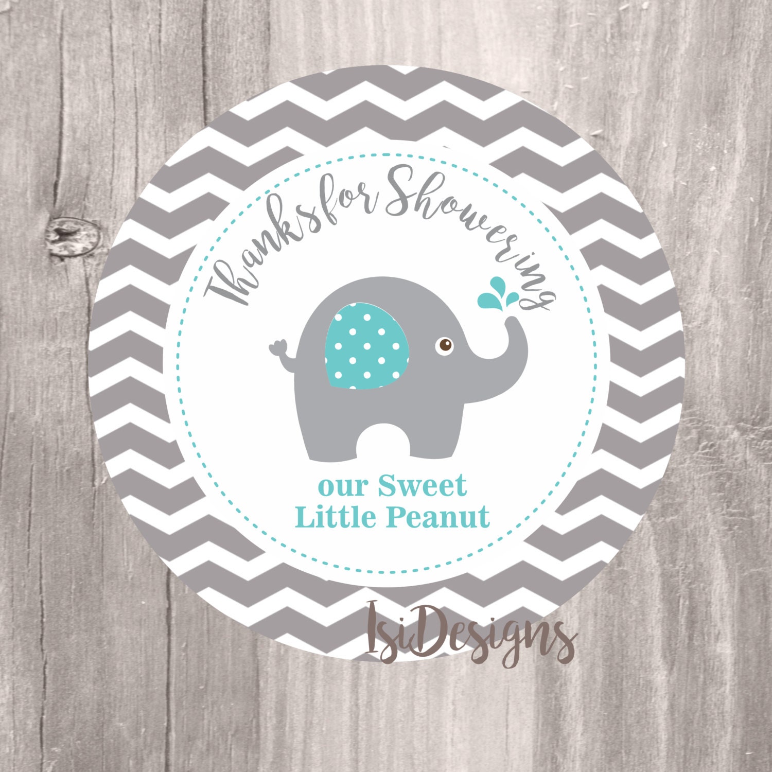 Baby Shower Elephant Favor Tags and Treat Bag Toppers Aqua | Etsy
