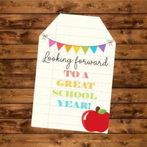Back to School  Printable Gift Tag, Looking forward to a great School Year , Printable, PTO PTA, Instant Download, School Gift Tag