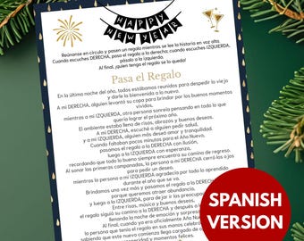 Pass the Gift New Year Game Spanish Pasa el Regalo Año Nuevo Printable Party Game Juego Año Nuevo Familia