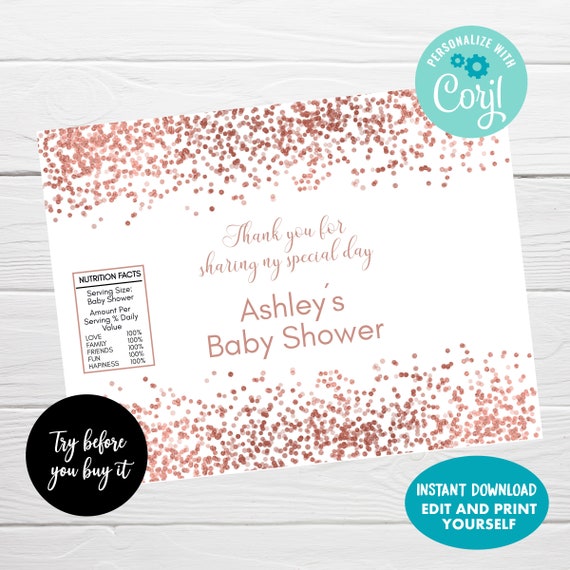 Rose Gold Chip Bag, Editable Party Favors, Instant Download, Birthday