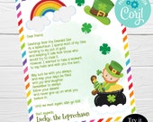 St. Patrick's Day Letter From The Leprechaun, Personalized Leprechaun Note For Kids, Instant Download, Lucky Leprechaun Trap Message Il_170x135