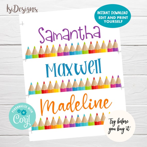 EDITABLE Desk Name Labels, Classroom Name Labels, Cubby Label, Name