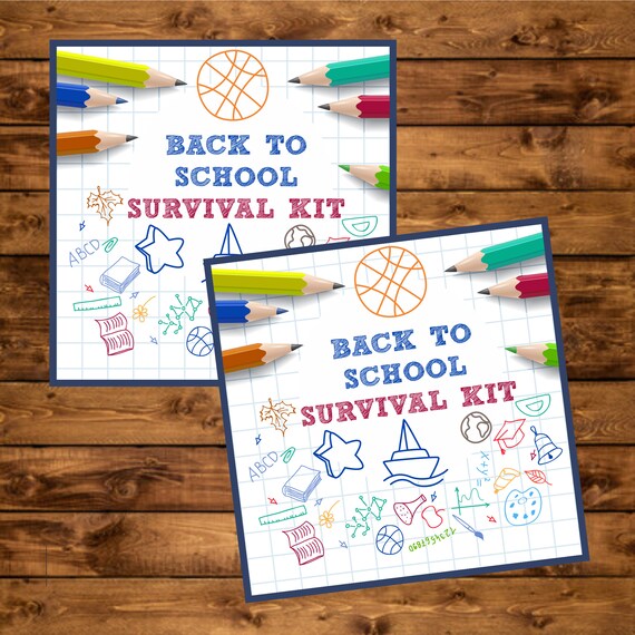 Back to school survival kit tags, printable survival kit favor tags, Instant Download, first day of school favors Il_570xn