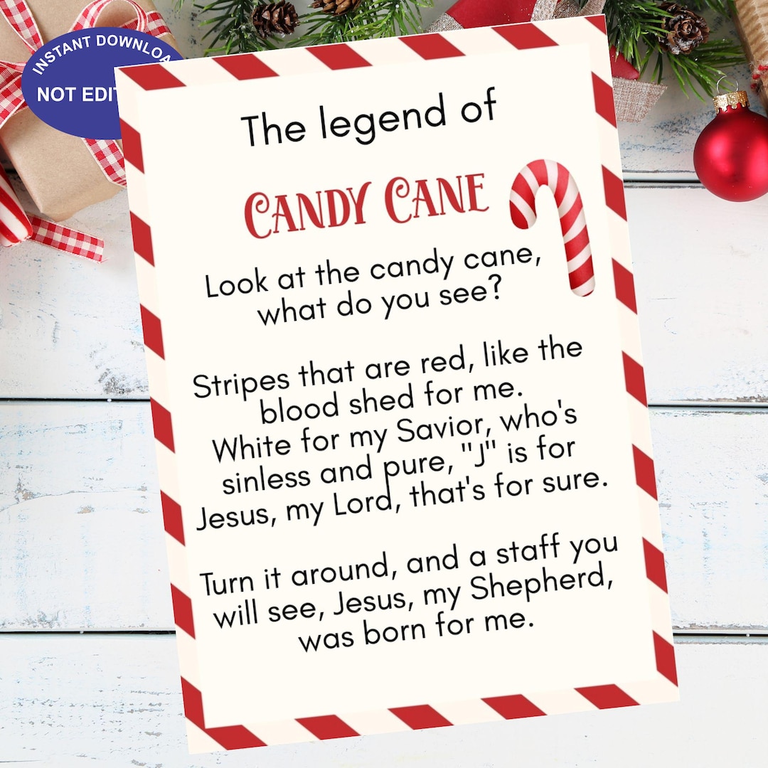 Legend of the Candy Cane Printable Tag Candy Cane Poem Christian