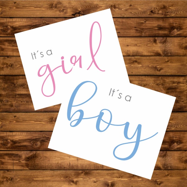 Gender Reveal Sign, It's a Girl, It's a Boy, Instant Download