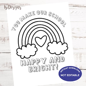 Teacher Appreciation Coloring Page, Rainbow Appreciation Letter, Printable Coloring Page, Instant Download, Teacher Week Activity