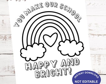 Teacher Appreciation Coloring Page, Rainbow Appreciation Letter, Printable Coloring Page, Instant Download, Teacher Week Activity