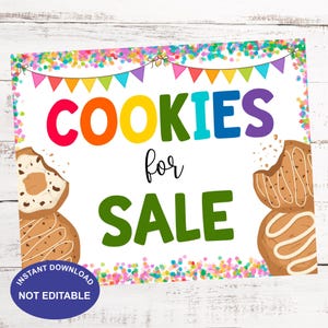 Printable Cookies for Sale Sign | Fundraiser Table Decor | Instant Download | Girl Cookie Sale Sign | Cookie Booth Decoration
