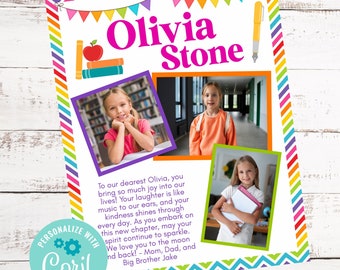 Yearbook Ad Full Page Elementary, Editable Photo Collage Graduation Announcement, Preschool Kindergarten Graduation Tribute Ad, Download
