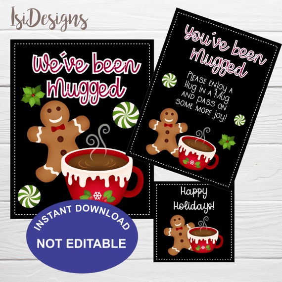 You ve Been Mugged Printable Christmas Set Instant Download Holiday