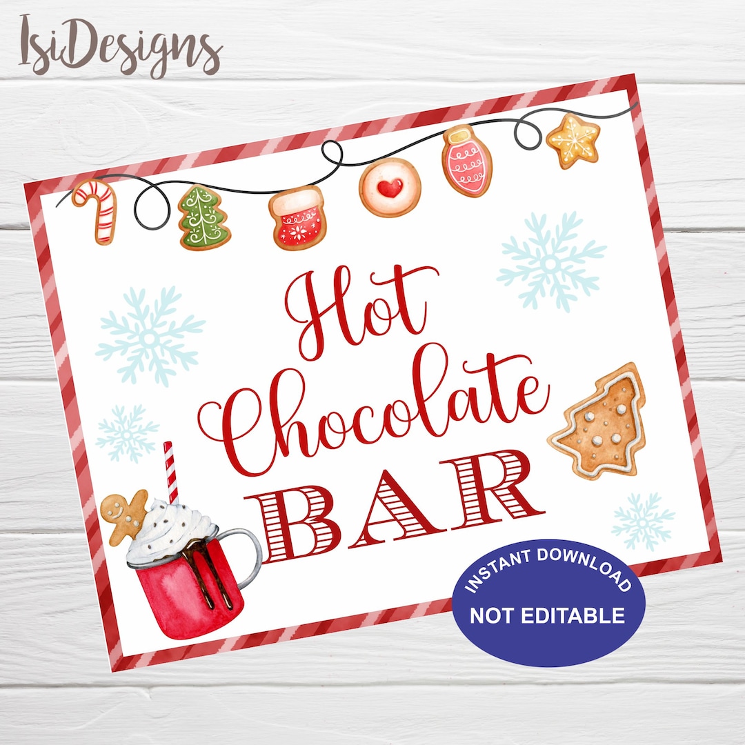 Hot Chocolate Bar Printable Sign Christmas Party (Instant Download) - Etsy