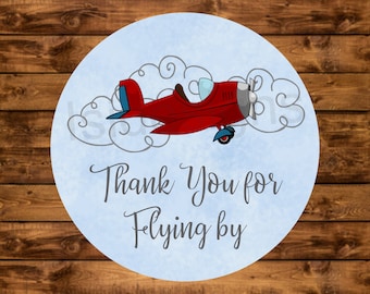 Flugzeug-Geschenkanhänger, Geburtstagsparty-Geschenkanhänger zum Ausdrucken, Sofort-Download, Babyparty-Flugzeugetiketten, Danke fürs Vorbeifliegen