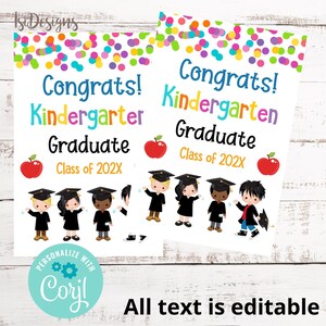 Kindergarten Graduation Favor Tags, Instant Download, Editable Gift Tags, Last day of School, Preschool Graduation Tags