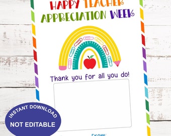 Teacher Appreciation Gift Card Holder Printable Teacher Thank You Gift Card Template Instant Download