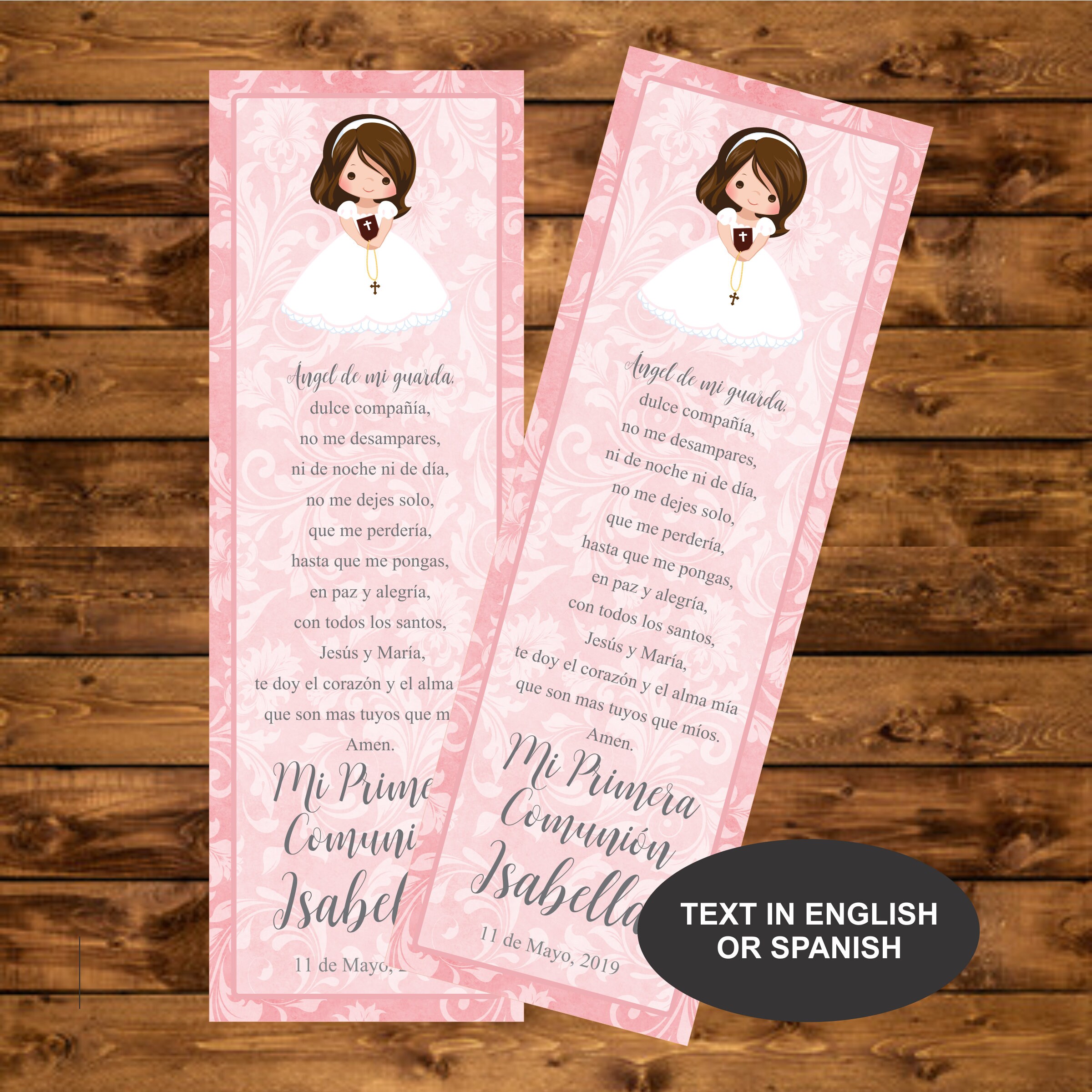 Girl First Holy Communion Bookmark Favors Printable Favors | Etsy