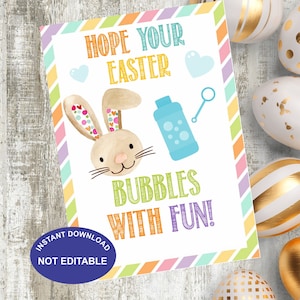 Paaslabels | Hoop dat je paasbubbels leuk zijn | Afdrukbare kinderpaasmand gunst- en feestlabels | DIY direct downloaden