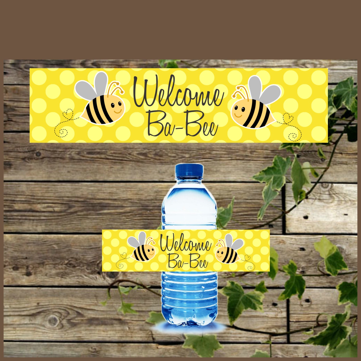 Water Bottle Label Printabe Yellow Bumble Bee Label for Water Etsy