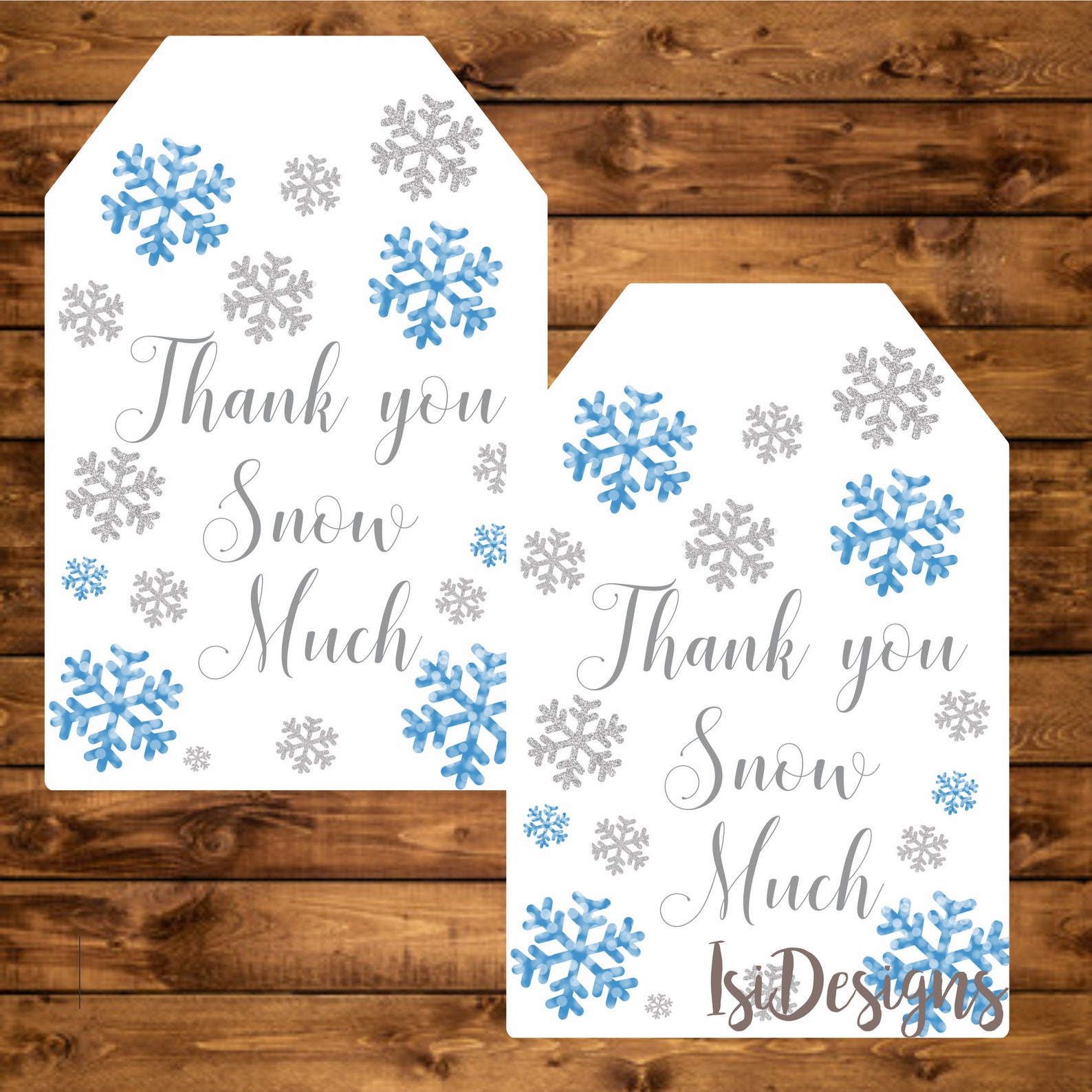 Winter printable snowflake thank you tags | Etsy