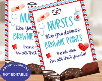 Teachers and Staff Like You Deserve Brownie Points, Brownie Teacher Appreciation Printable Tags, School PTO PTA Appreciation Tags, Download