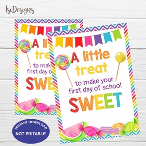 Back To School Gift Tag, Printable A little treat First Day of School Tags, Teacher Staff PTA PTO, Classmate Treat Tag, Welcome back tags