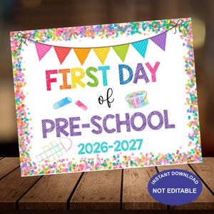 Preschool Welcome Back Sign 2026-2027 Printable JPEG