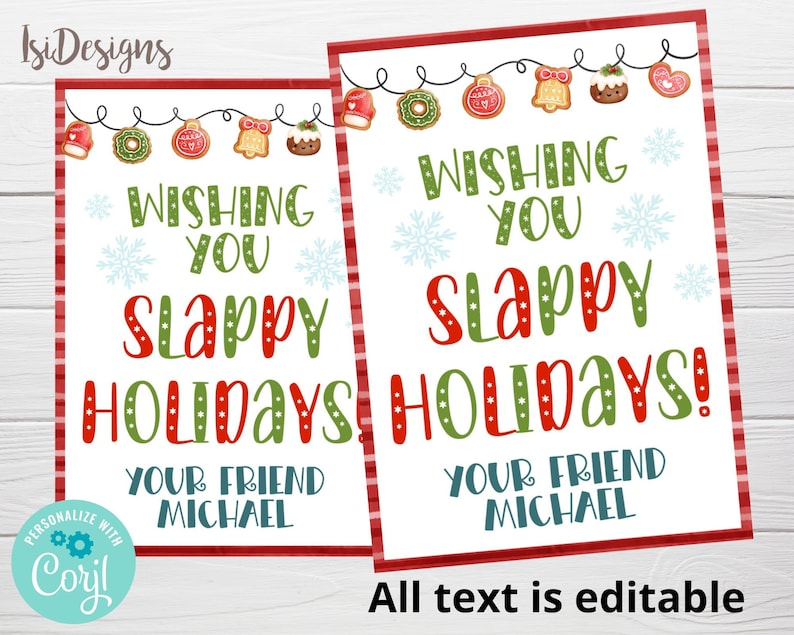 Slappy Holidays Editable Slap Bracelet Tag, Preschool Christmas Tag ...