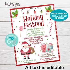 Holiday Festival Flyer, Christmas Custom Flyer, Holiday Market Flyer, Fundraiser Christmas Event Template, Marketing Vendor Flyer