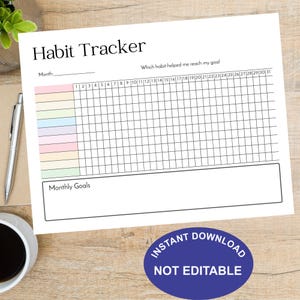 Habit Tracker | Your Daily Habit Boost | Track Your Goals | Achieve Your Dreams | Printable Habit Planners | Daily, Monthly Worksheet
