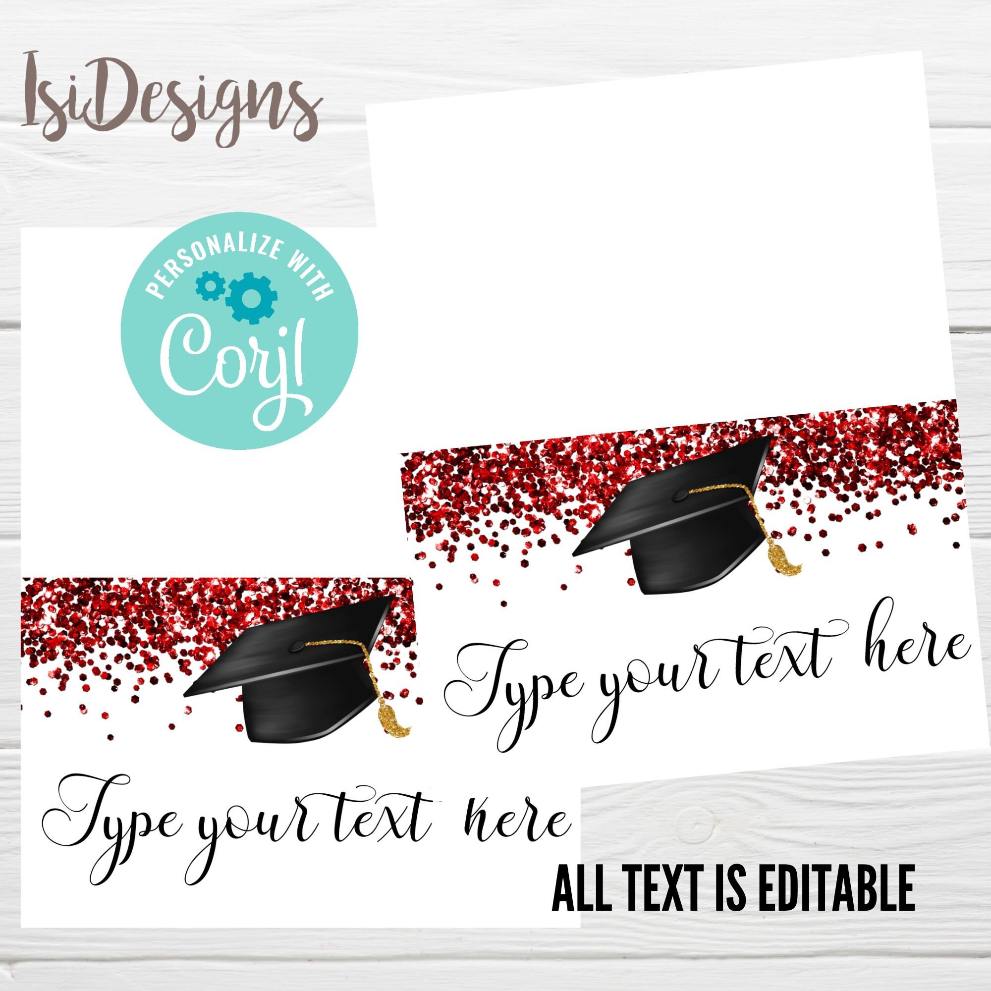 Graduation Printable Food Labels, Red Glitter Graduation Party Décor, Grad Party Place Cards, Food Tent Cards, Party Buffet Cards, Download
