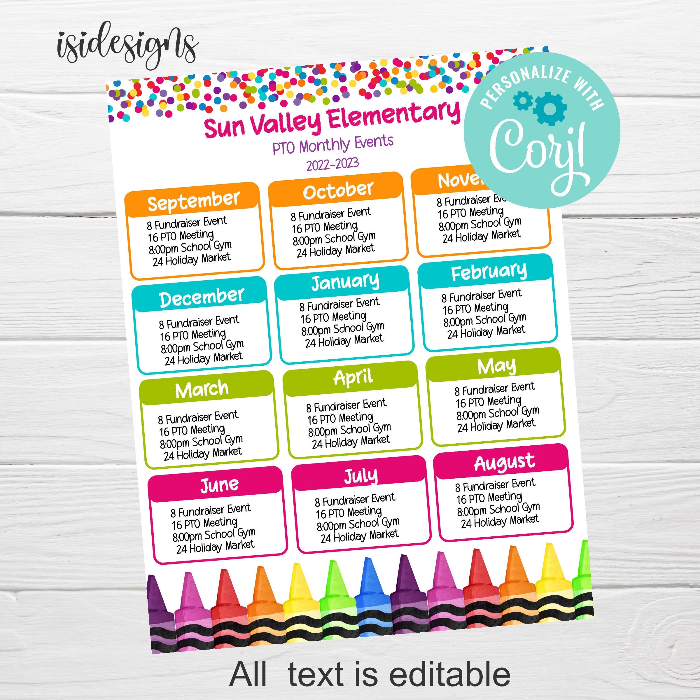 EDITABLE Monthly PTO PTA Flyer Printable Handout, Volunteer Meeting