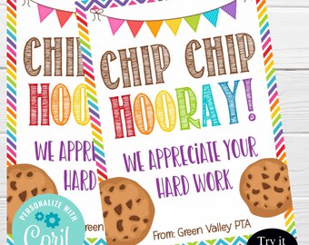 Teacher Appreciation Cookie Gift Tag Printable Chip Chip Hooray Thank You Teacher