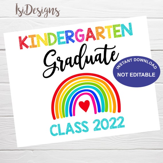 kindergarten class of 2022 sign instant download printable etsy