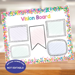 Kids Vision Board Printable | Easy Goal Board & Inspirational Dream Board | Motivational Mood Board | Instant Download