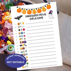 Halloween Emoji Printable Game Digital Download, Spooky Movie Emoji Fun for Kids and Adults