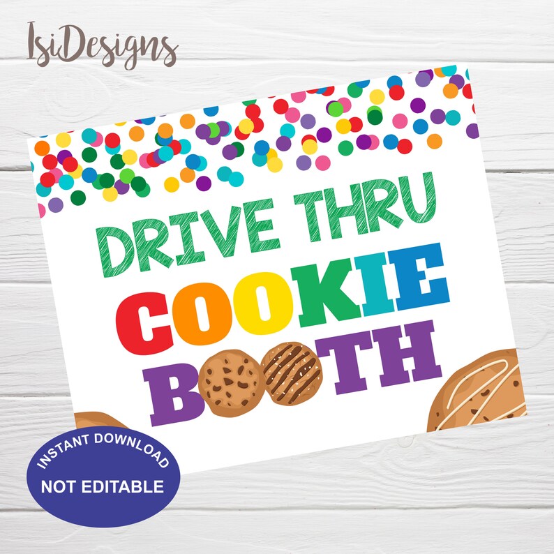 Cookie Booth Drive Thru Printable Sign Instant Download Girl | Etsy