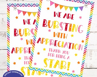 Teacher Appreciation Gift Tags Printable Candy Theme Teacher Thank You Tags Staff Appreciation Treat Tags Instant Download