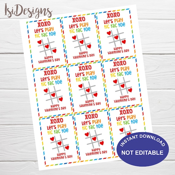 FREE Editable No Print Tic Tac Toe Template - Valentines Themed