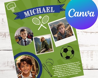 Yearbook Full Page Ad Template, DIY Canva Template, Personalized Sports Grad Tribute, School Photo Collage Yearbook Elementary School