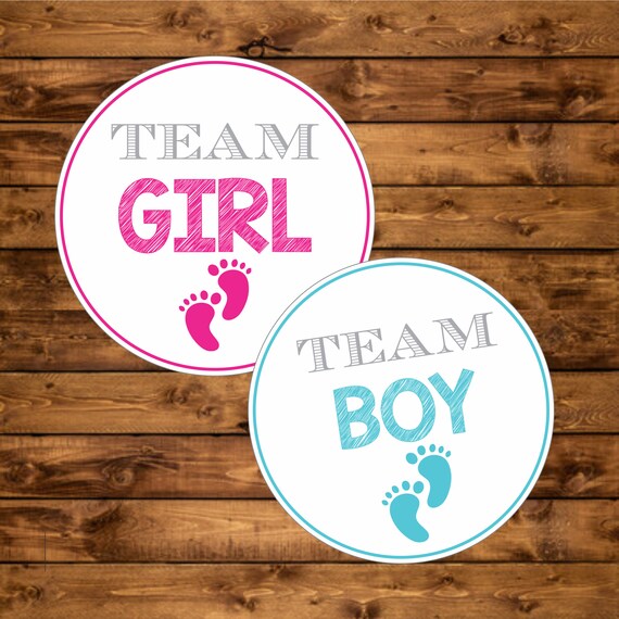 Baby Footprints Gender Reveal Stickers Instant Download Team Girl 