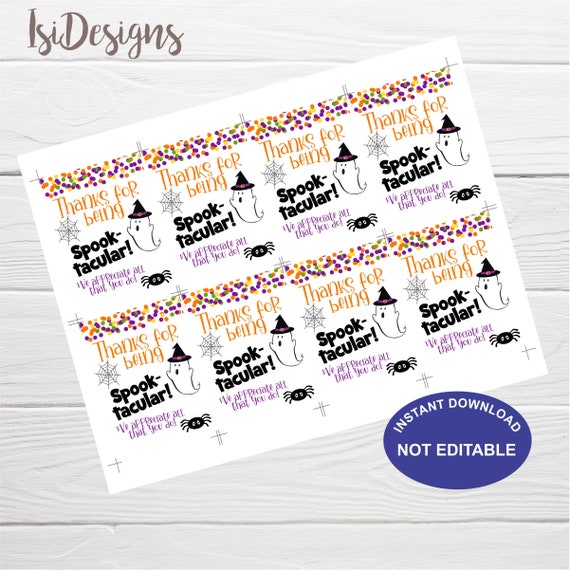Thanks for Being Spooktacular Tags, Halloween Appreciation Gifts Tag, PTO/PTA Teacher Staff Hospital Nurse Employee Volunteer Halloween Tags Il_570xn