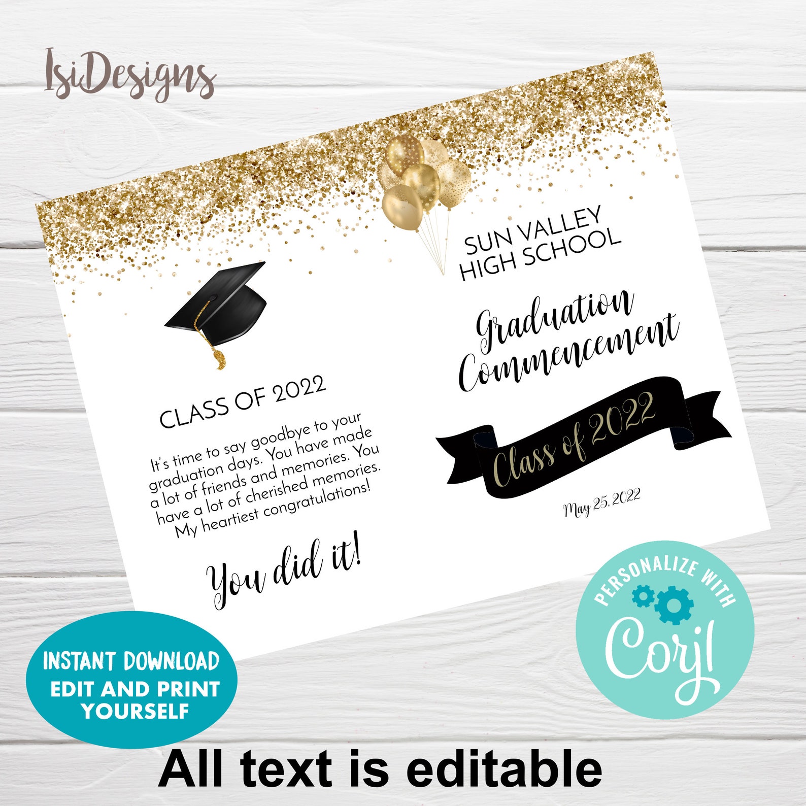 Graduation Ceremony Editable Program Black and Gold High Etsy Graduation Ceremony Editable Program Black and Gold High Etsy