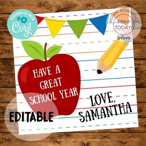 Editable Gift Tags, Back to School Favor Tags, School Printable Tags, PTO PTA Gift Tags, First day of School Favor Tags, Instant Download