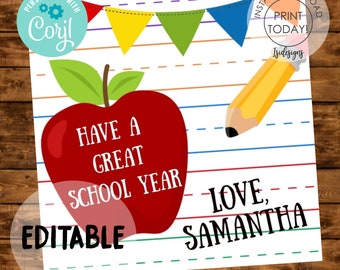 Editable Gift Tags, Back to School Favor Tags, School Printable Tags, PTO PTA Gift Tags, First day of School Favor Tags, Instant Download