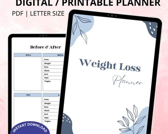 Digital Weight Loss and Fitness Planner | Printable Meal  Habit Tracker, Self-Care Journal, PDF Instant Download