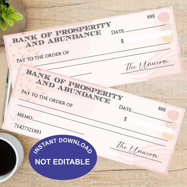 Manifestation Checks Printable | Law of Attraction Money Tool for ...
