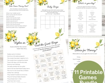 Lemon Baby Shower Bundle 11 Printable Party Games Instant Download