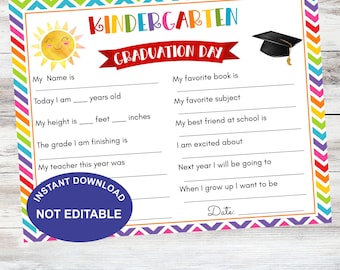 Kindergarten Graduation Interview Printable Graduation Memory Page Kids School Keepsake