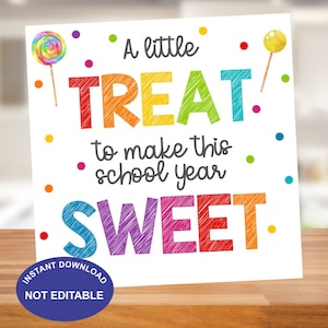 Leraar Treat Tag, een kleine traktatie om dit schooljaar zoet te maken, Back to School Gift Tag, Instant Download
